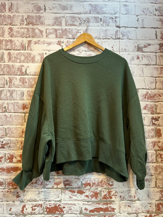 2X - zenana green crop sweatshirt