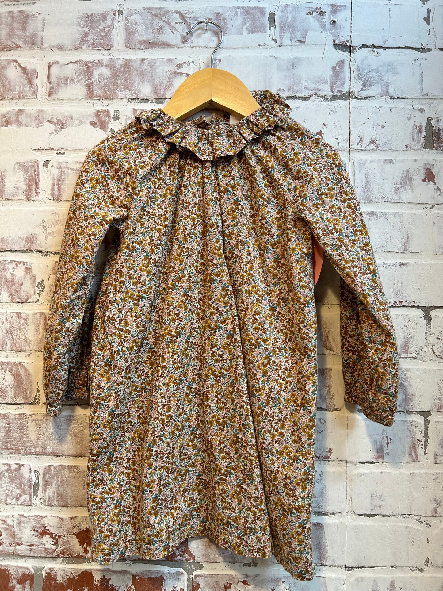 4T - h&m floral mustard long sleeve dress