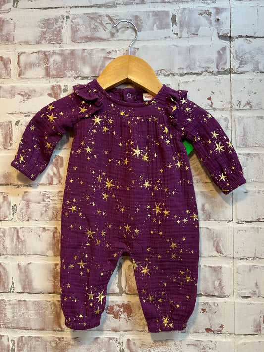 Newborn - cat & jack purple jumpsuit with gold stars