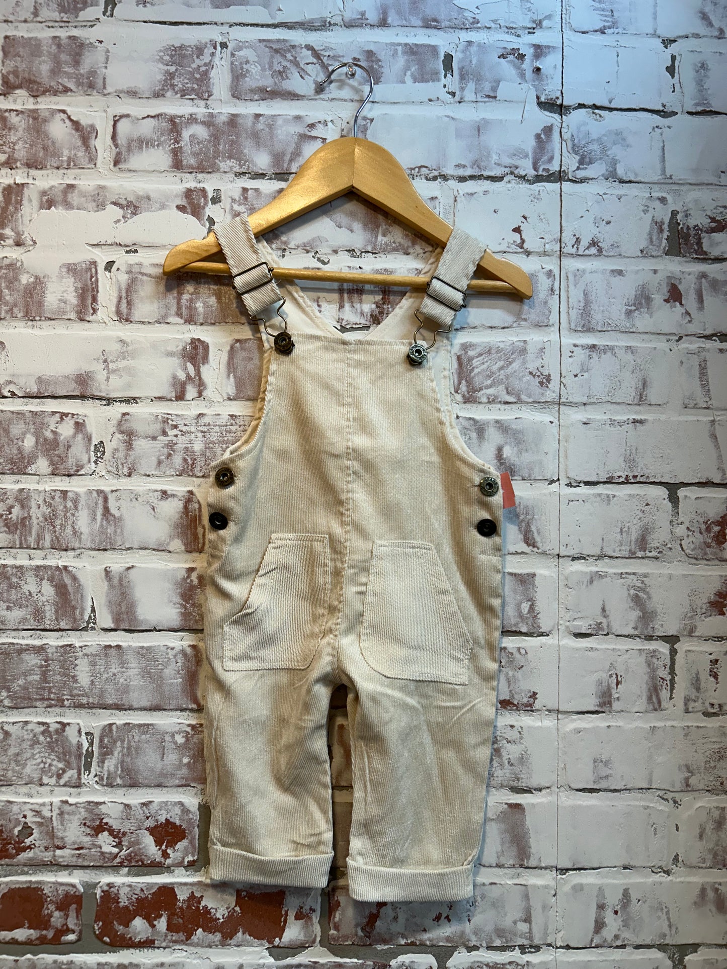 12-18 months - cream corduroy overalls