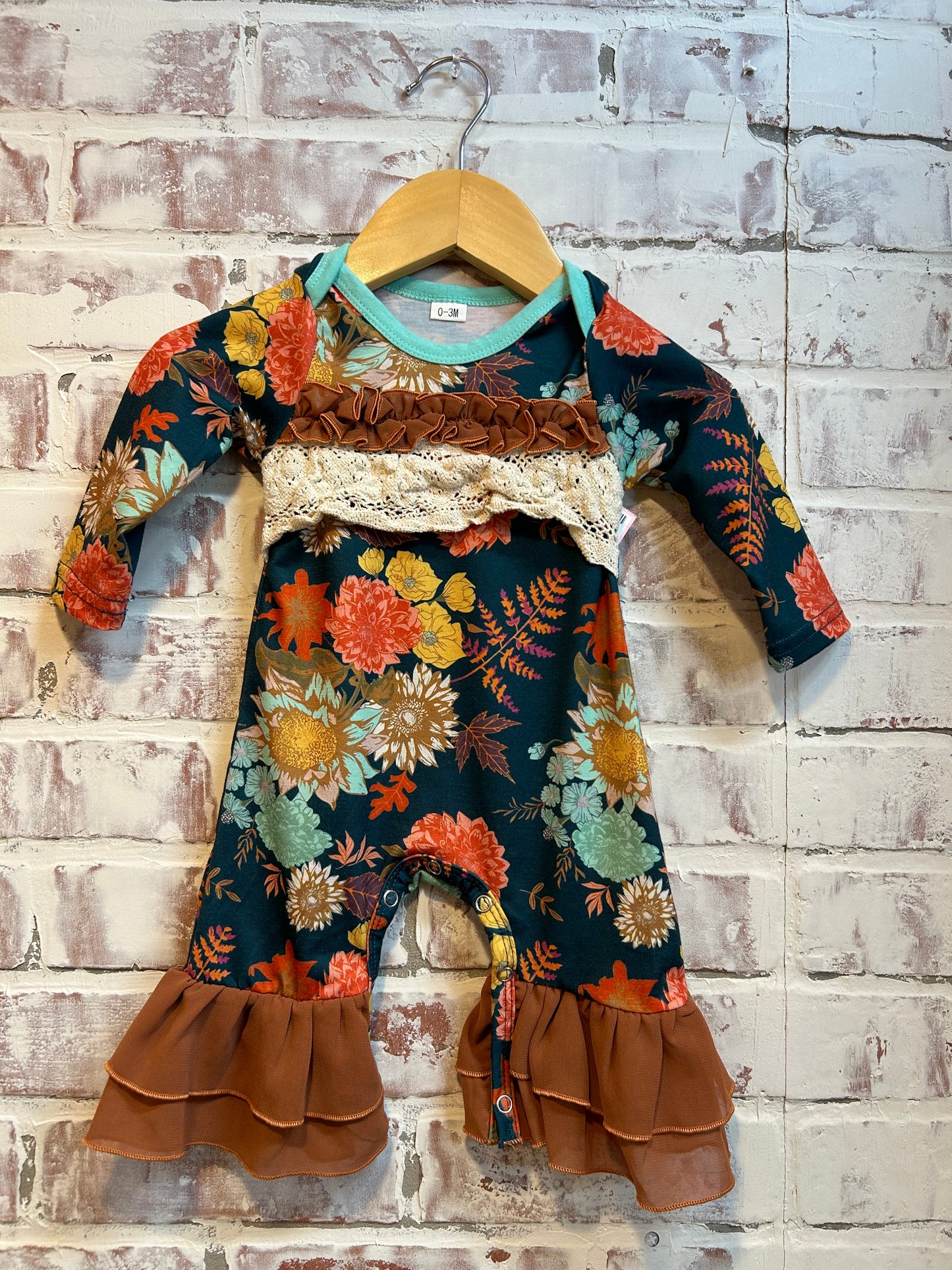 0-3 months - floral long sleeve jumpsuit